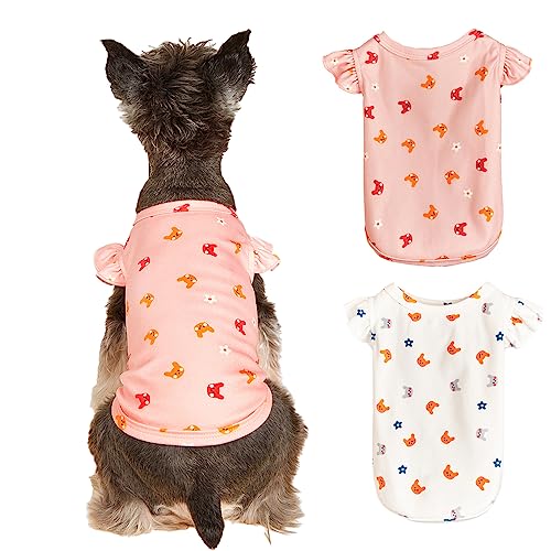 2 Stück Haustier Hund T-Shirts Welpe Ruffle Cuff Pullover Welpen Schlafanzug für Teddy Französische Bulldogge Chihuahua (XS) von GsLxx