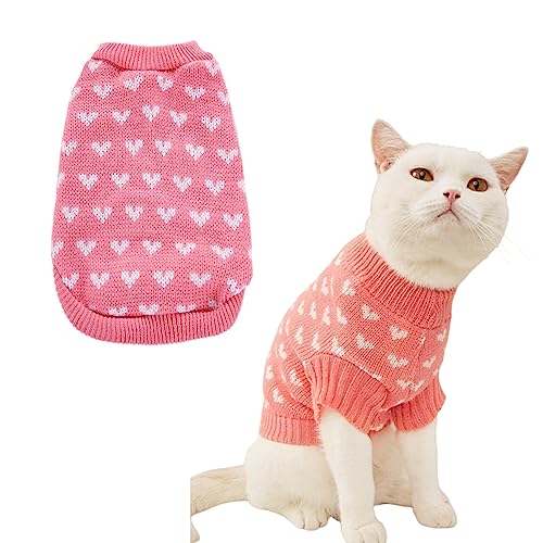 Haustier Katze Pullover Kätzchen Welpe rosa Liebe warme Kleidung Katze Zuhause Kleidung Rundhals Sweatshirt von GsLxx