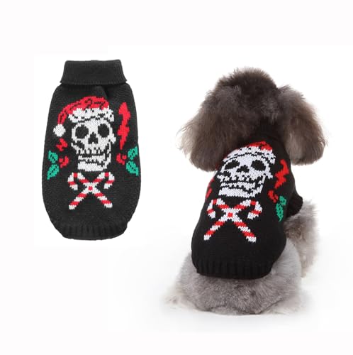 Schädel Halloween Weihnachten Haustier Hund Strickpullover Kätzchen Welpe Bequemes Atmungsaktives Shirt Winter Warme Hund Strickpullover von GsLxx