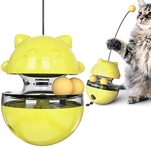 Gshy Lebensmittelball für Cat Bonbonspender Interaktives Spielzeug für kleine Hunde und Katzen Intelligence Exercise Feeder (Gelb) von Gshy