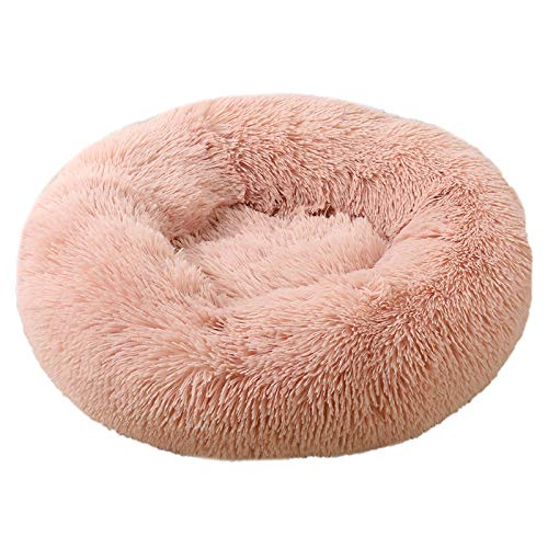 Gshy Nest für Haustiere Bett zum Chaten Hund Plüsch Runder Käfig Katzenhund Schlafmatte 60cm (Dunkelpink) von Gshy