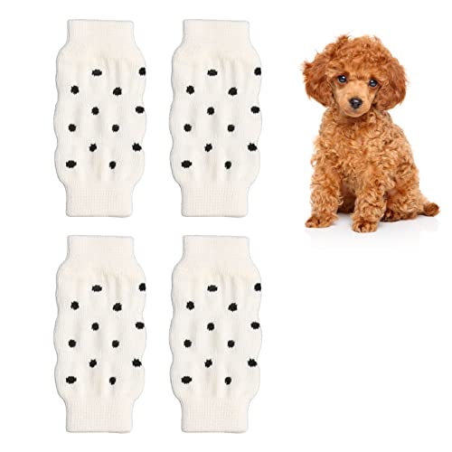 Gsycle 4 Stück Hunde-Ellbogenschützer-Socken, niedliche Gepunktete, weiche Hunde-Beinwärmer, Haustier-Gelenkwickel, Genesungsärmel, Hunde-Sprunggelenkschutz für den Winter, verhindern (L) von Gsycle