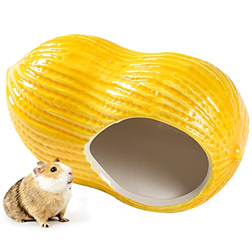 Guador Kleintierversteck Hamster Haus Hamster Höhle Hamsterversteck Erdnuss-Form Mini Hütte Hamster Keramik Hamster Hideout Keramik Hamster Versteck Nest Mäuse Ratten Kleine Tiere von Guador