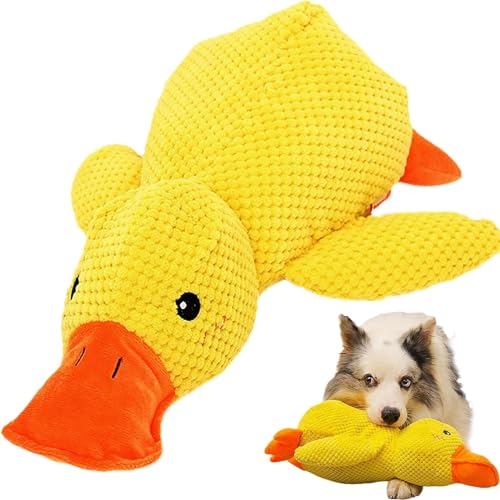 Guanghuansishe Anti Stress Ente, Antistress Ente Hund,Gelb Quietschspielzeug InteraktivesSpielzeug für Hunde, Plüsch Kauspielzeug Für Hund ruhig und ausgeglichen Anti Stress Ente (Gelb, L) von Guanghuansishe