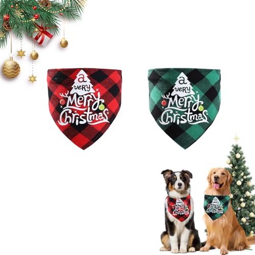 2 Stück Weihnachten Hundeschal Weihnachtshund Bandanas Frohe Weihnachten Muster Hund Schal Weihnachtsschal für Hund für die Weihnachtsdekoration von Katzen Hunden und Anderen Haustieren von Guanici