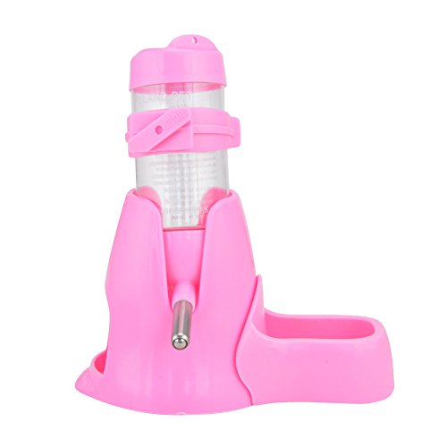 Guardians HamsterWasserflasche kleine Haustiere automatische Trinkflasche mit Futterbehälter Unterseite zum Aufhängen Wasserfütterungsflaschen automatischer Spender für kleine Tiere (80 ml Rosa) von Guardians