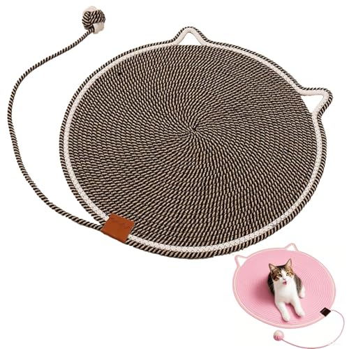 Clawloom Dual Scratching Pad, Celery Pets Cat Scratcher Mat, Cuddlesmeow Cat Scratching Pad with Ball Toy, Scratch-Resistant Natural Cotton and Linen Furniture Protection (Brown, L*16.9in) von Guegalls