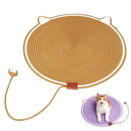 Clawloom Dual Scratching Pad, Celery Pets Cat Scratcher Mat, Cuddlesmeow Cat Scratching Pad with Ball Toy, Scratch-Resistant Natural Cotton and Linen Furniture Protection (Khaki, L*16.9in) von Guegalls