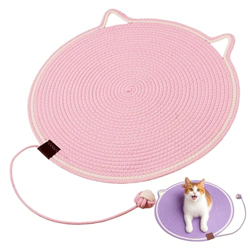 Clawloom Dual Scratching Pad, Celery Pets Cat Scratcher Mat, Cuddlesmeow Cat Scratching Pad with Ball Toy, Scratch-Resistant Natural Cotton and Linen Furniture Protection (Pink, L*16.9in) von Guegalls