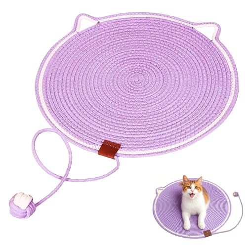 Clawloom Dual Scratching Pad, Celery Pets Cat Scratcher Mat, Cuddlesmeow Cat Scratching Pad with Ball Toy, Scratch-Resistant Natural Cotton and Linen Furniture Protection (Purple, L*16.9in) von Guegalls