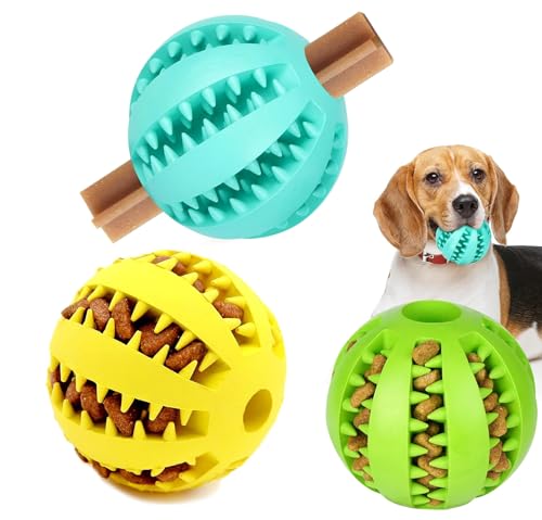 Futterball für Hunde|3 Stück Hundeball für Kleine Große Hunde,Hundespielzeug Intelligenz Ball|Hundeball für Kleine Mittelgroße Große Hunde|Welpenspielzeug|Zahnpflege Hunde Spielsachen (mittelgroß 6cm) von Guidre