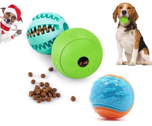 3 Stück Futterball für Hunde | Hundespielzeug Intelligenz Ball | Hundeball für Kleine Mittelgroße Große | Welpenspielzeug | Zahnpflege Hunde Spielsachen (ø 6 cm,Ø 6.5cm, Ø 7cm) von Guidre