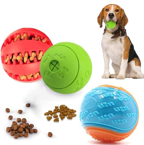 3 Stück Futterball für Hunde | Hundespielzeug Intelligenz Ball | Hundeball für Kleine Mittelgroße Große | Welpenspielzeug | Zahnpflege Hunde Spielsachen (ø 6 cm,Ø 6.5cm, Ø 7cm) von Guidre