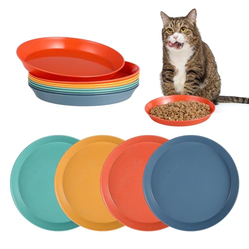 Guiqulai 8-teiliges Katzenfutterschalen-Set für Kätzchen und kurzbeinige Katzen, 15 cm, flach, flach, Schnurrhaarfreundlich, Katzenteller, buntes Katzenschüssel-Set für Kätzchen und kurzbeinige Katzen von Guiqulai