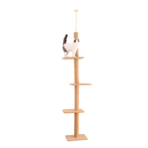 289 cm Katze Klettern Spielzeug Turm Strukturen Cat Climber Tree Post Regale Multilayer Plattform Super Lange Große Katze Möbel Tree-beige_L__ von Gulunmun