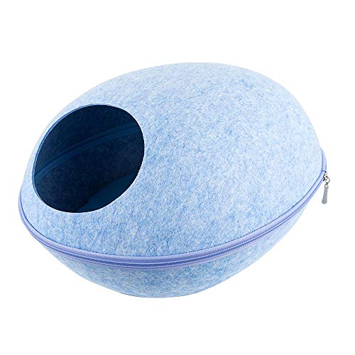 Betten & Sofas Für Katzen Hundebetten 4 Farbe Neue Tragbare Süße Katze Haustier Höhle Katze Höhle Reißverschluss Filz Tuch Haustier Haus Katze Bett Nest Katze Korb Mit Kissen @ 33X26X20Cm Blau von Gulunmun