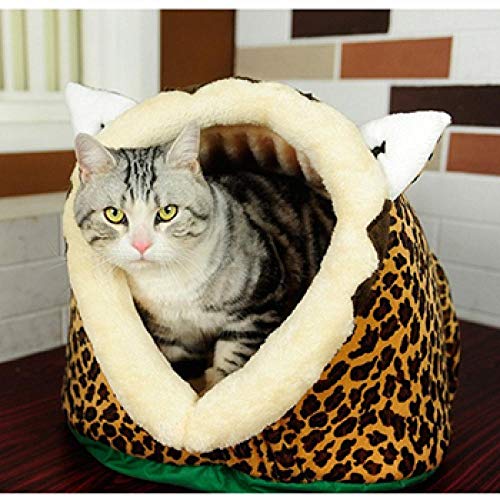 Betten & Sofas Für Katzen Hundebetten Haustier Hundebett Haus Kissen Haustierbetten Für Kleine Mittlere Hunde Katzen Hundehaus Schlafsofa Hundehütte Katzenbett Haus-Leopard_Shape_L_50X45X41Cm von Gulunmun