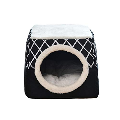 Betten & Sofas Für Katzen Hundebetten Hot Dog Kennel Folding Pet Cage Plüsch Hundenest Hautfreundliches Haus Für Welpen Katze Komfort Welpenprodukt Warm Pet Supplies-Black_XL von Gulunmun