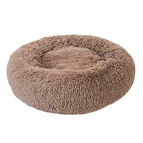 Betten & Sofas Für Katzen Hundebetten Rundes Plüsch-Haustierbett Für Katzen Oder Kleine Hunde Rundes Plüsch-Katzenbett Ultraweiches Waschbares Hunde- Und Katzenkissenbett @ Braun M 60X60X22Cm von Gulunmun