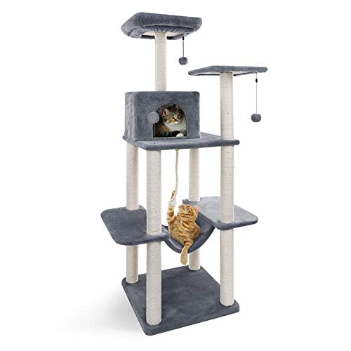 Cat Climbing Frame ulti-Level Kratzbaum mit Kratzbäumen mit Sisalüberzug Cat Tower für Cat Kitten-Grey_L__ von Gulunmun