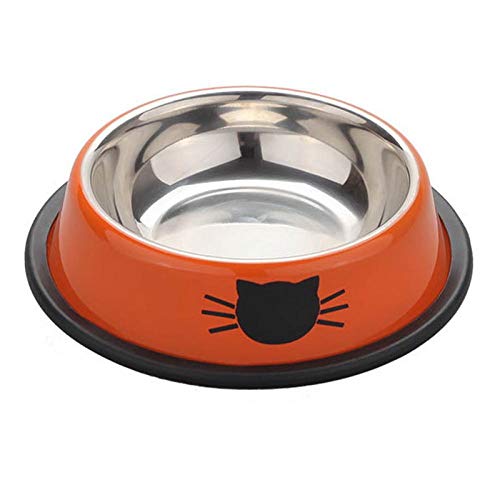 Fressnäpfe Für Hunde Fressnäpfe Für Katzen 1 / 2Pcs Hund Katze Futternäpfe Edelstahl Haustiere Futterschalen Heimtierbedarf Anti-Rutsch-Hunde Katzen Wasserschale Heimtierbedarf @ Orange, 2, P von Gulunmun