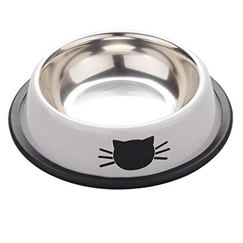 Fressnäpfe Für Hunde Fressnäpfe Für Katzen 1 / 2Pcs Hund Katze Futternäpfe Edelstahl Haustiere Futterschalen Heimtierbedarf Anti-Rutsch-Hunde Katzen Wasserschale Heimtierbedarf @ White, 2, Pc von Gulunmun