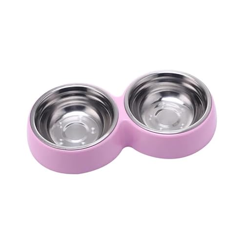 Fressnäpfe Für Hunde Fressnäpfe Für Katzen Edelstahl-Doppel-Futternäpfe Für Hundewelpen Katzenfutter rutschfest Abnehmbare Wasserversorgung Heimtierbedarf Futternäpfe Schüssel @ Pink von Gulunmun