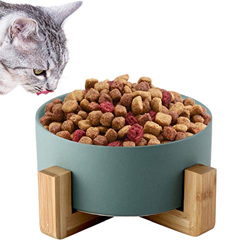 Fressnäpfe Für Hunde Fressnäpfe Für Katzen Haustier Keramikschalen Mit Rutschfesten Holzständer Tiernahrung Wasserschale Für Katzen Hunde Futterautomat Katze Hundefutter Supplies @ Green, M von Gulunmun