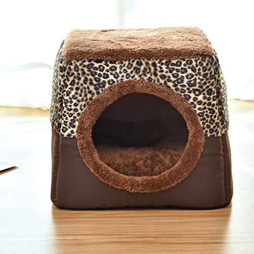 Gulunmun 2 Zoll 1 Tiefschlafkomfort Haustierbett Katzenhundebett Höhle Weiches Bett Haustierkorb Bequemes Bett für Katzen Kennel-Navy_Blue_L_35X33X30cm von Gulunmun