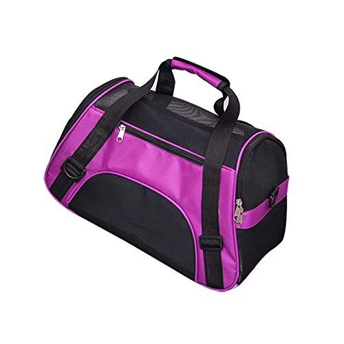 Gulunmun 4 Farben Haustier Katze Tragetasche Mesh Atmungsaktive Hundetrage Kleine Hundetasche Welpen Reisetasche Haustier Tragetasche Für Hund Katzen-Lila, L von Gulunmun