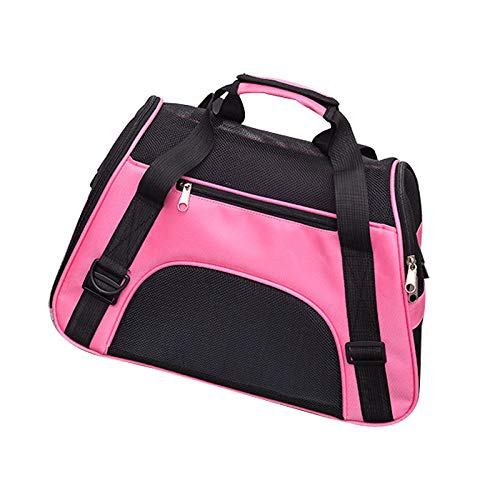 Gulunmun 4 Farben Haustier Katze Tragetasche Mesh Atmungsaktive Hundetrage Kleine Hundetasche Welpen Reisetasche Haustier Tragetasche Für Hund Katzen-Rosa, L von Gulunmun