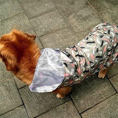 Gulunmun Bedruckter Regenmantel Für Große Hunde,Wasserdicht,Kleidung Für Große Hunde,Mantel,Regenjacke,Atmungsaktives Netz,Mittelgroßer Hundeponcho Mit Traktionsloch,Feder,M von Gulunmun