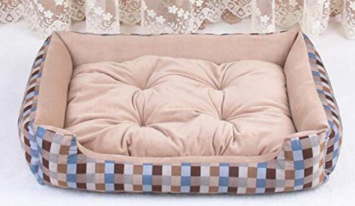 Gulunmun Betten & Sofas Für Katzen Hundebetten Großes Hundebett Schlafcouch Striped Abnehmbare Hundekatze Matratze Für Katzen Sofa Zwinger Bettwäsche Pads Pet Supplies-Kakhi_Plaid_M_60X45X15Cm von Gulunmun