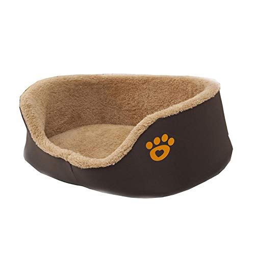 Gulunmun Betten & Sofas Für Katzen Hundebetten Wtter Warme Weiche Matte Pfotenabdruck Katzenbett Haustier Kleine Hundebetten Welpensofabetten Weiche Fleece -Katzenbetten S/M-Brown_M_60X55X17Cm von Gulunmun