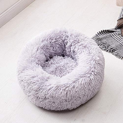 Gulunmun Donut Cuddler Round Donut Cat Cage Zwinger Hundekissen Bett Maschinenwaschbar Wasserabweisend Bottom-Light_Grey_L_60cm von Gulunmun