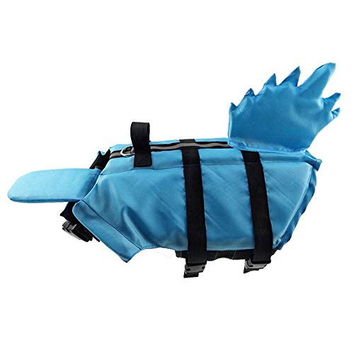 Gulunmun Drachenschwanz Hund Schwimmweste Sicherheitskleidung Netter Hai Design Haustier Schwimmweste Hund Schwimmen Kleidung Französische Bulldogge Flosse Jacke-Blau L. von Gulunmun