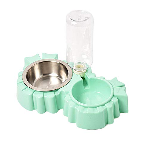 Gulunmun Fressnäpfe Für Hunde Fressnäpfe Für Katzen Automatische Trinker Double Bowl Pet Langsam Essen Double Bowl rutschfeste Futternapf Mit Wasserflasche @ Green von Gulunmun