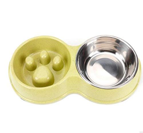 Gulunmun Fressnäpfe Für Hunde Fressnäpfe Für Katzen Hundeschüssel Slow Food Anti-Choking Edelstahl Doppelschüssel Haustier Utensilien Anti-Rutsch-Katze Schüssel @ Yellow von Gulunmun