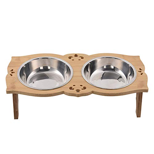 Gulunmun Fressnäpfe Für Hunde Fressnäpfe Für Katzen Neueste Dual Abschnitte Massivholz Rechteckige Tabelle Pet Double Bowl Raised Stand Edelstahl Dual Schalen Hund & Katze Feeder @ As, Foto, M von Gulunmun