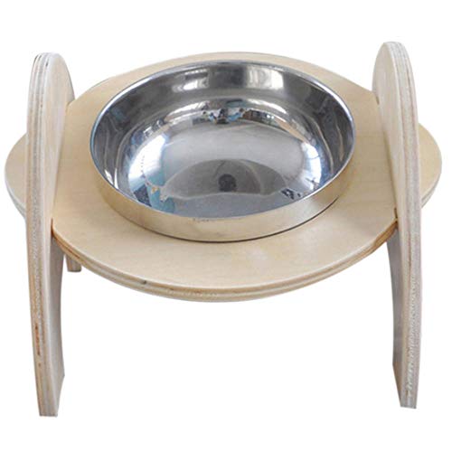 Gulunmun Fressnäpfe Für Hunde Fressnäpfe Für Katzen Pet Feeder Bowl Holzständer Hund Welpe Katze Edelstahl Dish Food Holder @ Round von Gulunmun