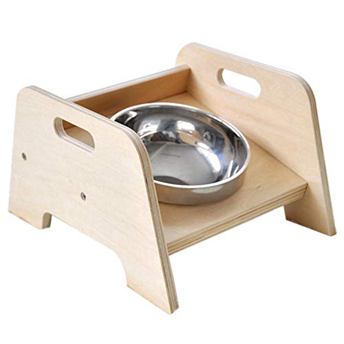 Gulunmun Fressnäpfe Für Hunde Fressnäpfe Für Katzen Pet Feeder Bowl Holzständer Hund Welpe Katze Edelstahl Dish Food Holder @ Square von Gulunmun