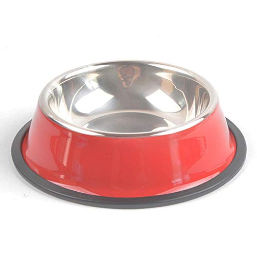 Gulunmun Fressnäpfe Für Hunde Fressnäpfe Für Katzen Reine Farbe Hundefutter Schalen Für Hunde Edelstahl Futterschalen Trinkwasser Dog Dish Feeder Produkte Puppy Cat Supplies @ Red, M von Gulunmun