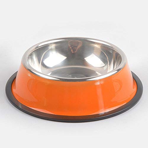 Gulunmun Fressnäpfe Für Hunde Fressnäpfe Für Katzen Reine Farbe Hundefutter Schalen Für Hunde Edelstahl Pet Feeder Schalen Trinkwasser Dog Dish Feeder Produkte Puppy Cat Supplies @ Orange, M von Gulunmun