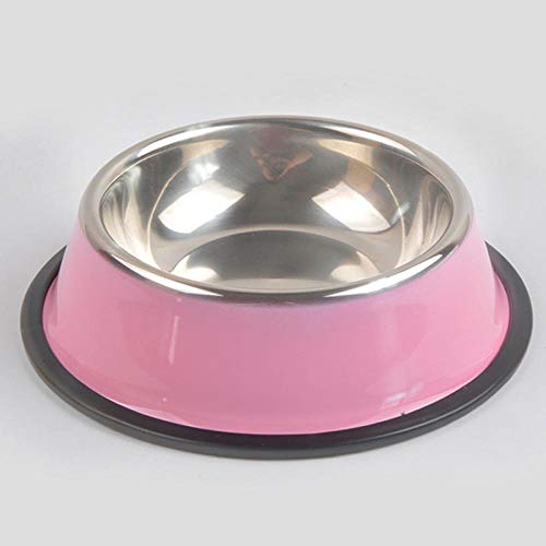 Gulunmun Fressnäpfe Für Hunde Fressnäpfe Für Katzen Reine Farbe Hundefutter Schalen Für Hunde Edelstahl Pet Feeder Schalen Trinkwasser Dog Dish Feeder Produkte Puppy Cat Supplies @ Pink, M von Gulunmun