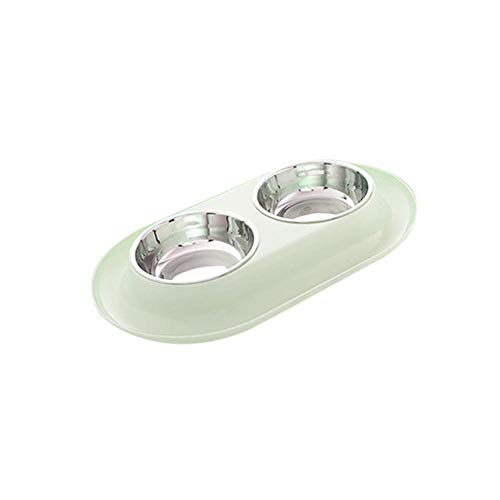 Gulunmun Fressnäpfe Für Hunde Fressnäpfe Für Katzen Zubehör Futterschalen Futter Wasser Feeder Hund Edelstahl Anti Crawling Container Double Pet Bowl Außen Katze Portable @ Green von Gulunmun