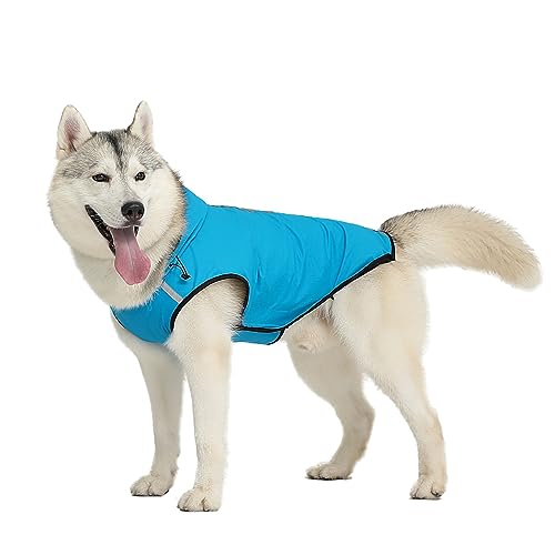 Gulunmun Haustier Hund wasserdichte Jacke Hund Sommer Weste Regenmantel Reflektierende Haustier Outdoor Kleidung Kleine Mittel Große Hunde Haustier,Blau,L von Gulunmun