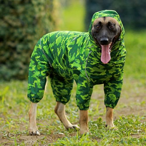 Gulunmun Haustier-Hunderegenmantel Für Kleine Große Hunde,Reflektierender Reißverschluss,wasserdichte Kleidung,Hoher Kragen,Umhang Mit Kapuze,Overall,Overall,Labrador,Tarnung Mit Kapuze,16 von Gulunmun