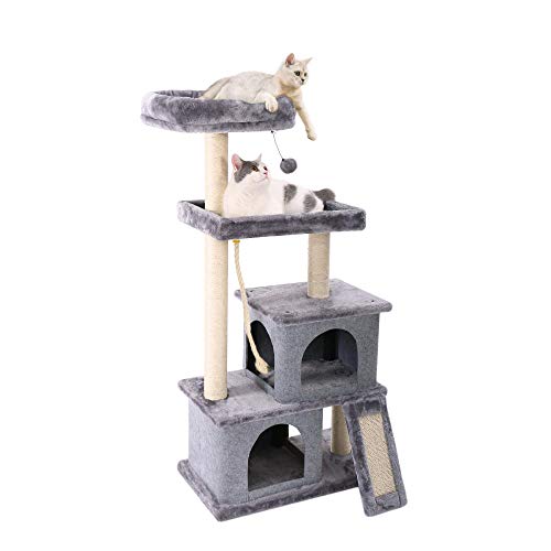 Gulunmun Haustier Katzen Baum 3 Arten Haus mit hängenden Kugeln Katzen Eigentumswohnungen Klettergerüst Möbel Scratchers Post für Kätzchen Katze Spielen Toys-AMT0030GY_M_ von Gulunmun