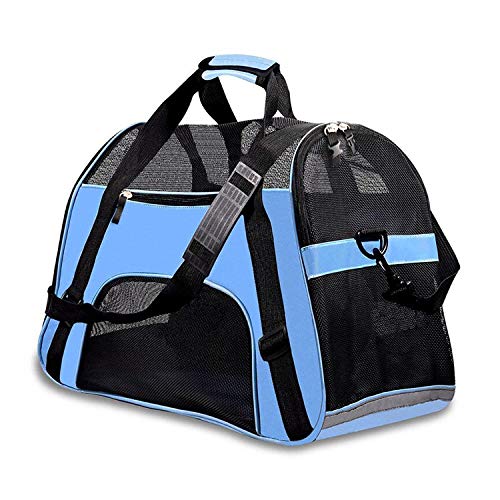 Gulunmun Haustier Katzentragetasche Rucksack Messenger-Tragetasche Ausgehende Reisepakete Atmungsaktive Haustierhandtasche für kleine Hunde Blau, Groß (52x24,5x33cm) von Gulunmun