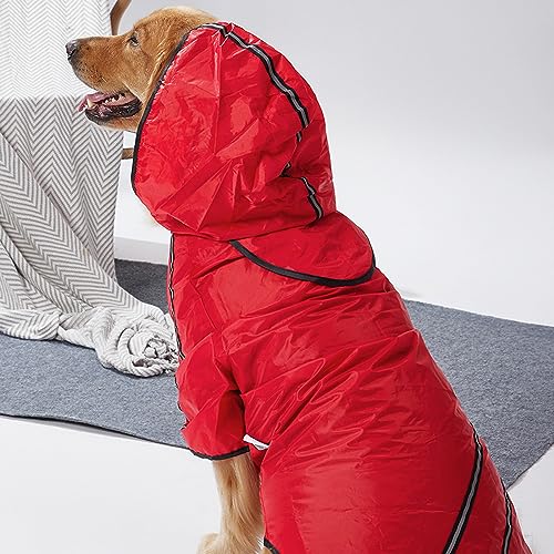 Gulunmun Haustier-Regenmantel,Bonbonfarben,Reflektierende Streifen,Hunde-Regenmantel,Wind- Und Regendicht,Hunde-Kapuze,Regenmantel,Haustier-Outdoor-Kleidung,Rot,5XL von Gulunmun